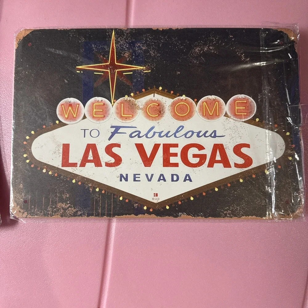 TIN SIGN Welcome to Las Vegas‎ Hotel Casino Metal Décor Wall Art Mancave Bar NIP